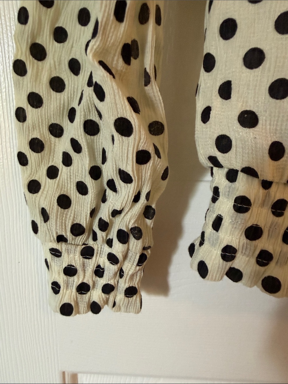 Polka Dot Ruffle-Shoulder Blouse - Picture 5 of 5